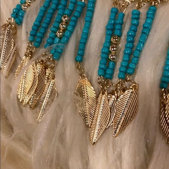 Teal and gold amrita singh necklace - Picture 3 of 3